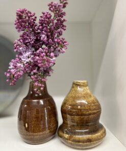 Hånddrejet keramik minivase - Bark glasur